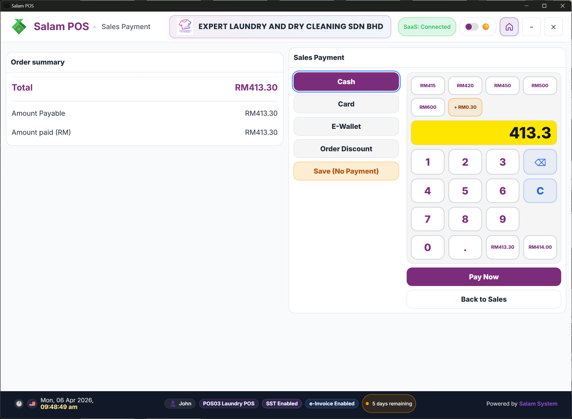 Save the order with or without payment